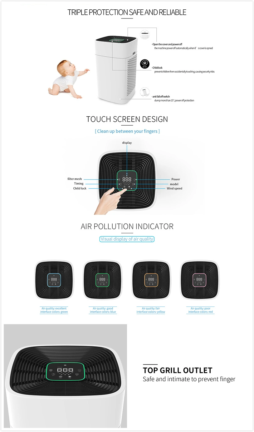 Housing Electronic Air Purifier Natural Air Cleaner for Room /Desktop
