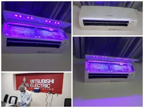 Mini purificador de cassete derramado de ar condicionado, lâmpada UVC de alta potência, desinfecção de ar fresco, esterilizador HVAC UV